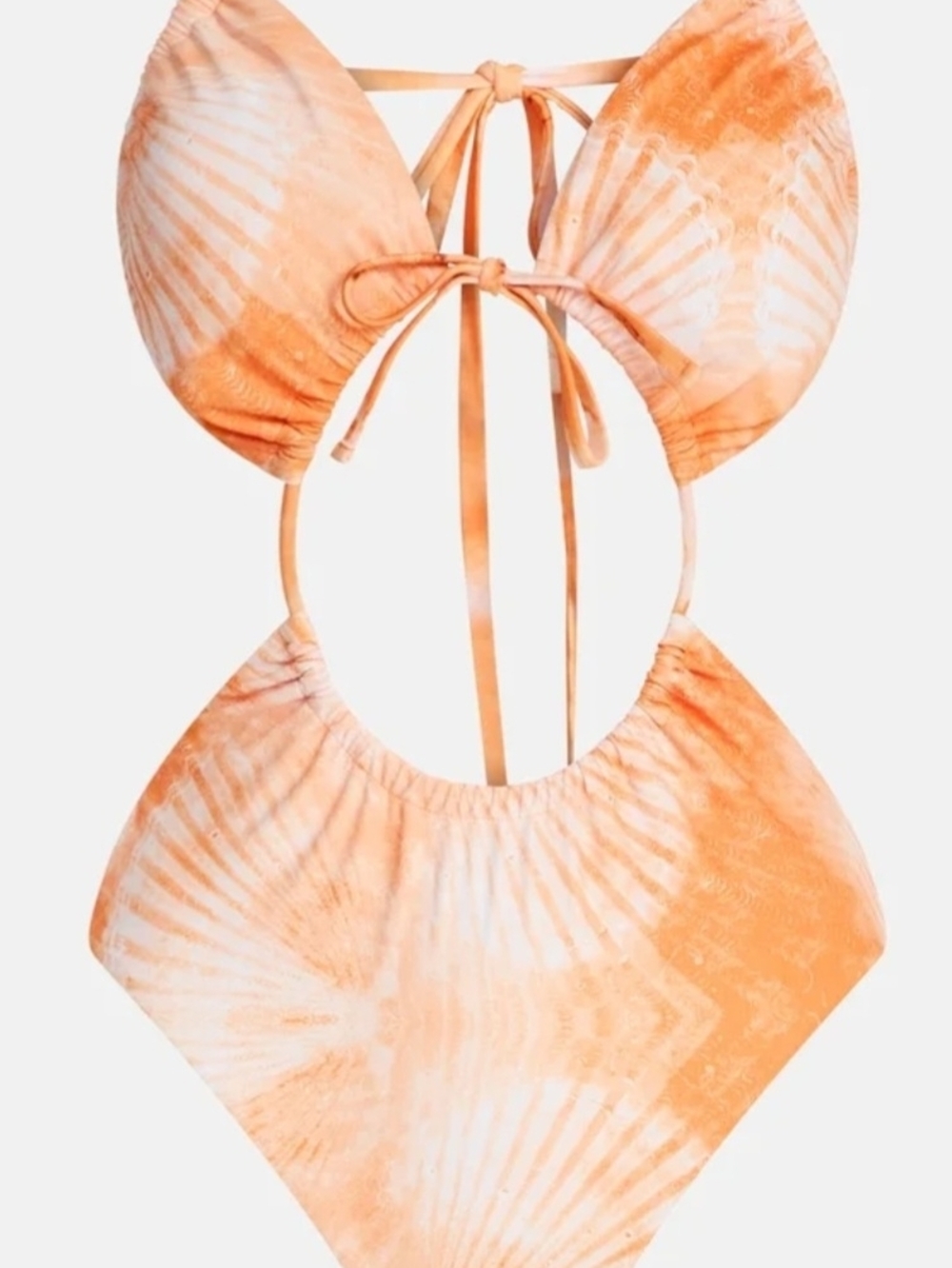 Tie-Back Orange Tie-Dye One-Piece Swimsuit